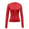 thumbnail image 4 of GEWSEY Womens Long Sleeve T-Shirts Trendy Basic Fitted Compression Going Out Crop Tops Fall Fashion Y2K Clothes 2025 Outfits ( Red, XS), 4 of 4
