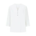 thumbnail image 5 of Long Sleeve Shirts for Women, White Casual Solid Color Sleeve Collar Loose Button Shirt Top, Linen Shirts for Women, L, Workout Shirts Women, Polyester Women's T-shirts, 5 of 7
