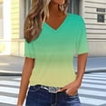 thumbnail image 2 of ZQGJB Ombre Tops for Women Trendy Summer Short Sleeve V Neck Tie Dye Graphic Tunic T-Shirts Loose Oversied Dressy Casual Pullover Blouse Green XL, 2 of 7