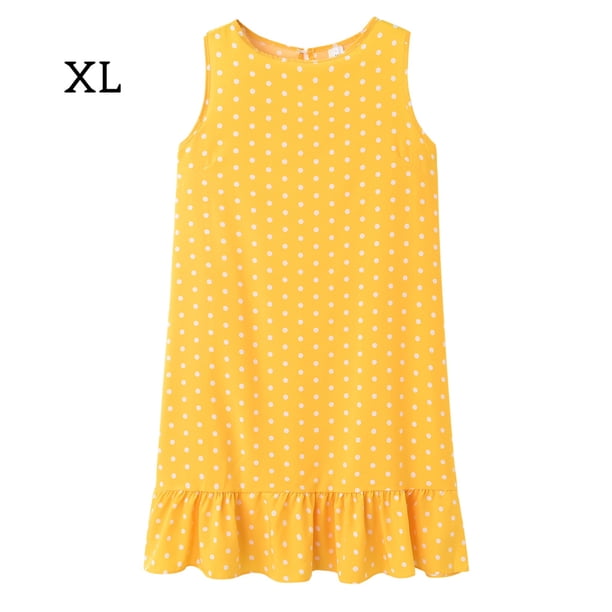 Qarigey Vestido de mujer Punto Ropa sin mangas Ropa suelta Vestido de tanque con volantes sueltos Vestidos Amarillo SG