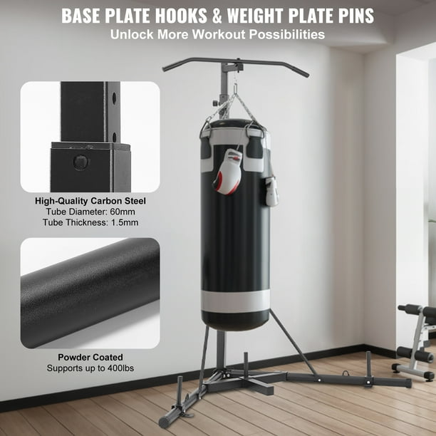 Vevor 2 In 1 Punching Bag Stand Steel Heavy Duty Workout Equipment Adjustable Height Boxing Punching Bag Stand With Pull Up Bar Freestanding Sandba