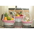 thumbnail image 3 of Panier-cadeau Rond en Osier Blanc, avec Doublure en Vichy Rose et Poignée - Ensemble de 3, 3 of 5