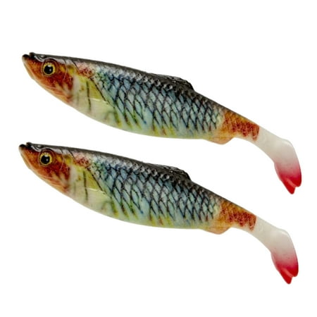 Swimbait Tail Grub Lures Realistic Bass Lures 2pcs Fishing Lures Bass Effective Fishing Bait Soft and Sturdy for Saltwater and Freshwater