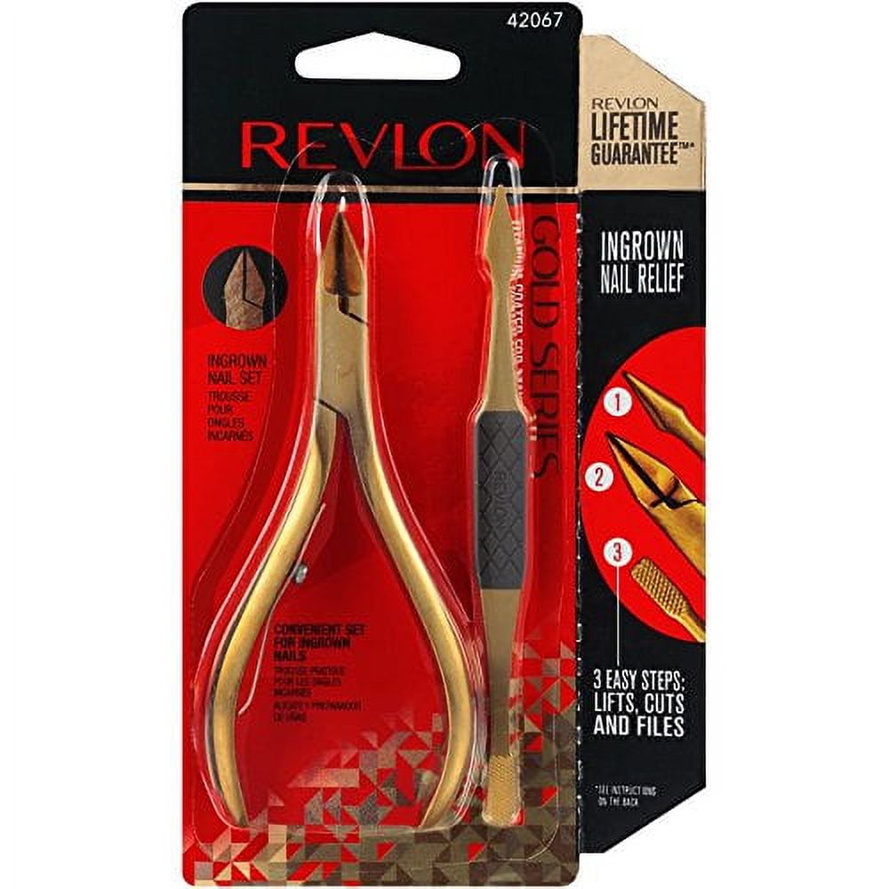 Revlon Gold Series Ingrown Away Set, includes Toenail Nipper and Dual Ended Toenail Tool, Titanium Coated for Maximum Durability C40