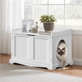 thumbnail image 2 of Yaheetech 2 Doors Pet Litter Box Wooden Storage Bench Side Table End Table for Pets Cat Dog, White, 2 of 7