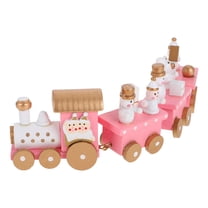 BESTONZON Pink Decorations Wooden Train Desktop Decor Colleagues New Year Party 1Pack