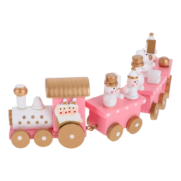 BESTONZON Pink Decorations Wooden Train Desktop Decor Colleagues New Year Party 1Pack