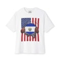 thumbnail image 2 of El Salvador Flag + USA Flag Pride T-shirt | Salvadorian + American Flag Rip 4th Of July | Funny Viral Latino Tees | Unisex - 4 Colors, 2 of 9