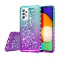 thumbnail image 2 of Compatible for Samsung Galaxy A52 5G Case, with Tempered Glass Screen Protector SOGA Diamond Liquid Quicksand Cover Cute Girl Women Phone Case - Teal / Purple, 2 of 6