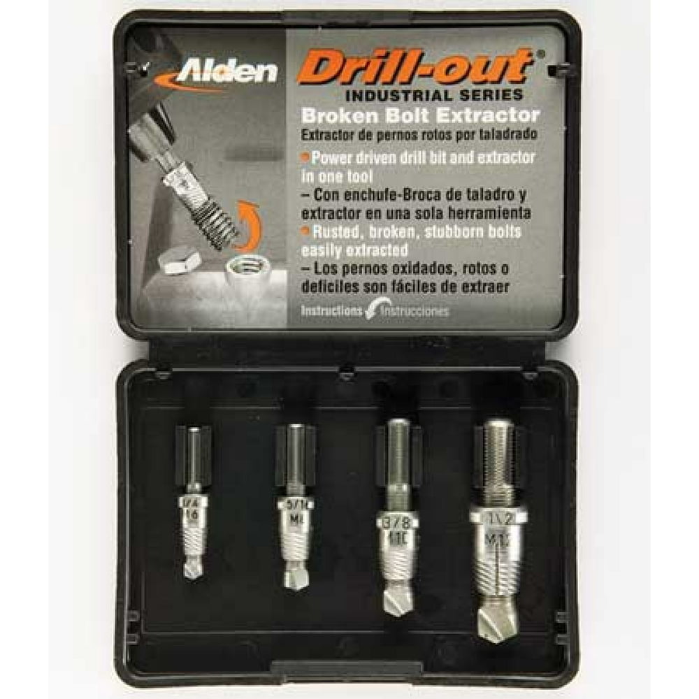 ALDEN 4017P Drill/Extractor Set,4 PC,1/41/2 In Cap
