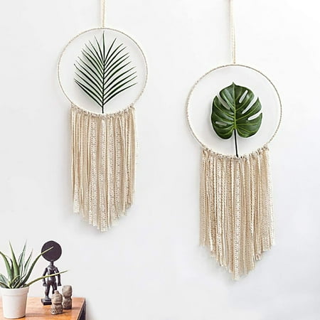 

BetterZ Hand Woven Hanging Pendant with Lanyard Cotton Thread Hollow-out Leaf Design Wall Dreamcatcher Home Decor