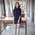 thumbnail image 4 of Women's Striped Button up Collar Summer Long Sleeve Shirt Dress, 4 of 6