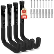 HYKE 4-Piece 6" Heavy Duty Garage Storage Hooks, Wall Mount J Utility Hooks Holds 88 LB, Large Metal Garage Storage Ladders Hook, Utility Hook for Bi, Garden Tools