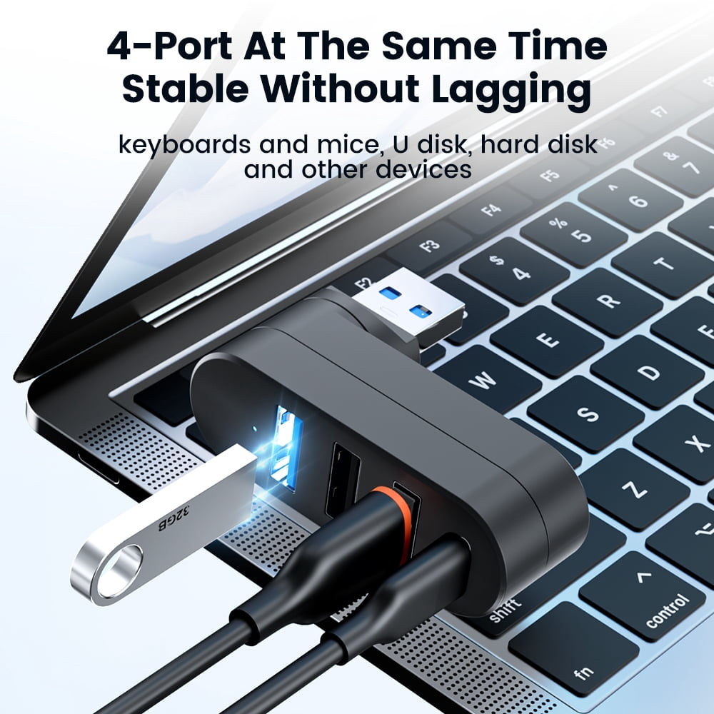 Rotatable Type C HUB USB Splitter 4 Ports Multiple Expander for Computer Laptop Disk Data Transfer ,Fast Charging Devices