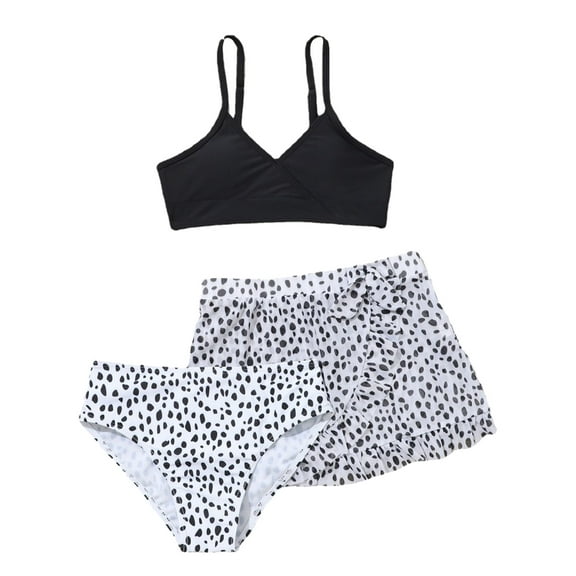 BULLPIANO Big Girl Bikini Bathing Suit with Beach Skirt 3 Piece Swimsuits 8-12 Years