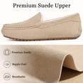 thumbnail image 3 of Litfun Suede Moccasin Slippers for Women Comfy Fuzzy House Slippers Warm Faux Fur Lined House Shoes Indoor Outdoor, Sand, 3 of 6