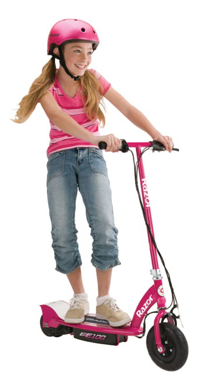 Razor E100 Electric Scooter for Kids Ages 8 and Up - 8 In. Air-filled Front Tire, Hand-Operated Front Brake, Up to 10 Mph and 40 min Continuous Ride Time - image 5 of 8