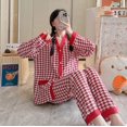 thumbnail image 1 of Primavera otoño ropa de dormir de mujer estilo coreano cárdigan abierto con cuello en V pantalones largos de manga larga conjunto de dos piezas ropa para el hogar se puede usar, 1 of 5
