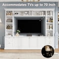 thumbnail image 3 of All-in-One Modern TV Stand with Bookcase for TVs up to 70 inch, Entertainment Center with 3 Adjustable Shelves and Display Storage Cabinet, Ample Storage Space TV Stand for Living Room, White, 3 of 9