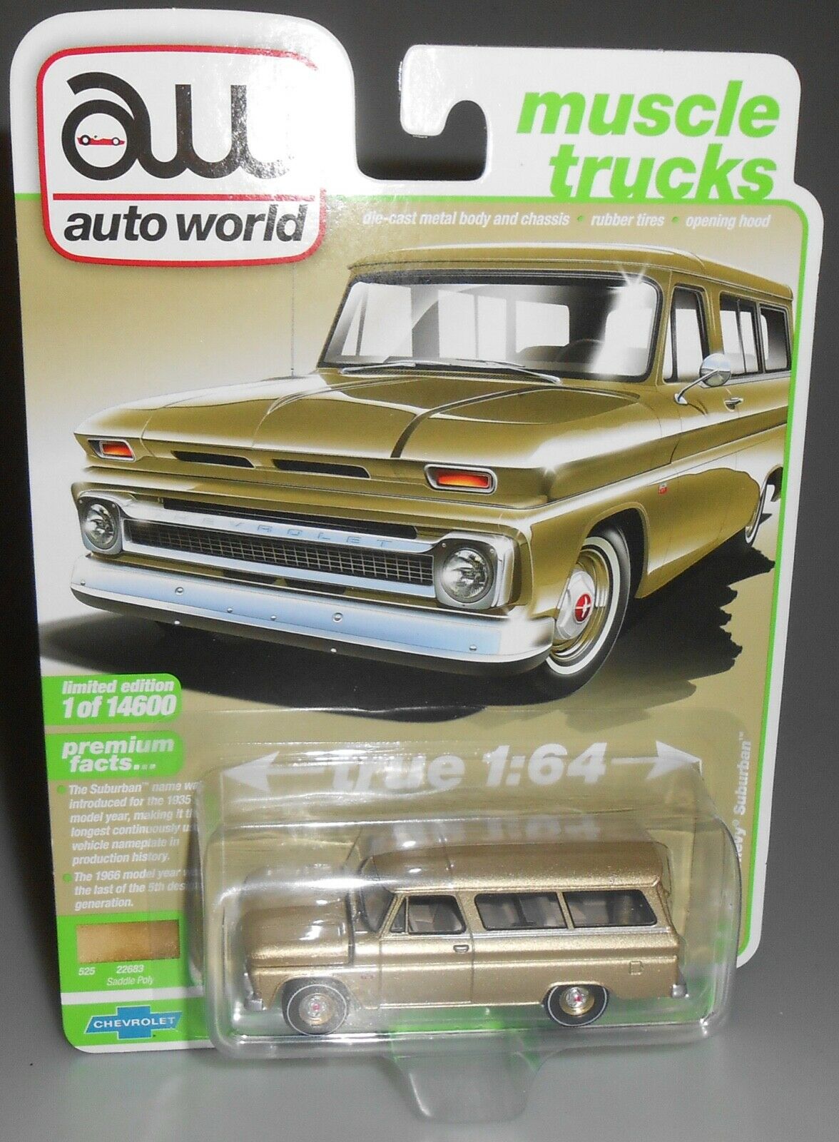AUTO WORLD 1966 Chevy Suburban Gold Muscle Trucks New 2021