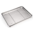 thumbnail image 1 of Baking Sheet and Rack Set, P&P CHEF Stainless Steel Cookie Sheet Baking Pan Tray with Cooling Rack, Rectangle 16''x12''x1'', Healthy & Dishwasher Safe, 1 of 7