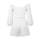 thumbnail image 5 of Sunloudy Traje casual para mujer, blusas cortas de manga larga con hombros descubiertos de color sólido + pantalones cortos sueltos con volantes Sunloudy  moda, 5 of 10