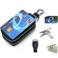 thumbnail image 3 of Liho Car Key Case with Double Zipper, Black Leather Key Holder, Transparent Window & Metal Hook, for Remote Key, Keep Essentials Organized Car Key Holder A605, 3 of 5