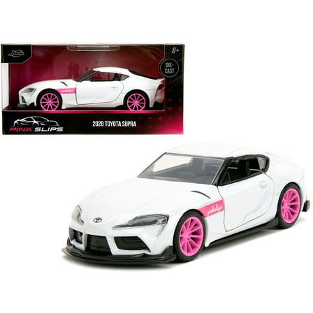 2020 Toyota Supra White Metallic with Pink Wheels "Pink Slips" Series 1/32 Diecast Model Car by Jada