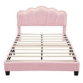 thumbnail image 5 of Bellemave Full Size LED Floating Bed Frame, Pink Upholstered Platform Bed with Flowers Headboard, Modern Velvet Cloud Beds with Light for Teens Adults（Pink), 5 of 9