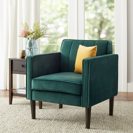 Better Homes & Gardens Marlowe Faux Velvet Lounge Chair, Emerald