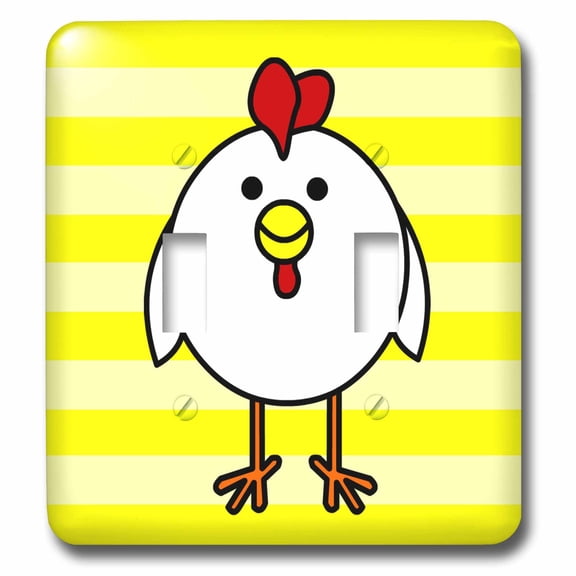 3dRose, Cute White Chicken with Yellow Background, double toggle switch