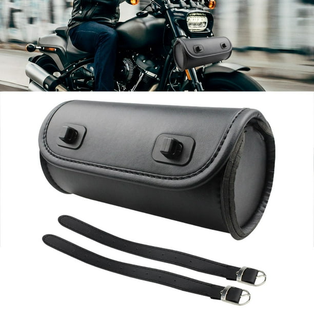 Bolsa para Horquilla de Motocicleta, Bolsa para Sillín de Motocicleta, Bolsa de Herramientas de Almacenamiento, Bolsa de Herramientas Lateral de Cuero