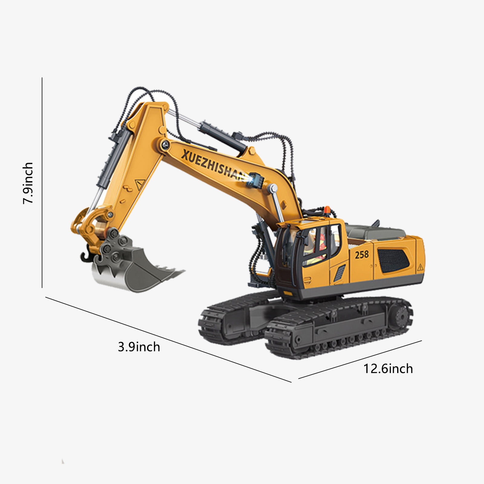 MeetYTOYS Christmas Remote Control Excavator RC Toy 1:20 RC Excavator Toy Alloy Construction Tractor,11 Channel Rechargeable RC Truck With Lights Sounds 2.4Ghz Transmitter