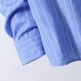 thumbnail image 5 of Miluxas Men Lapel Striped Fashion Shirt Casual Thin Striped Loose Vintage Button Down Top Pinstripe Long Sleeve Shirt Blue 4(S), 5 of 6