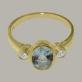 thumbnail image 5 of LBG British Made 9k Yellow Gold Natural Aquamarine & Diamond Womens Statement Ring - 33 size options - Size 9.25, 5 of 6