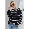 thumbnail image 4 of Chandails pour Femmes Décontractés à Manches Longues Col Rond Rayé Pull d'Hiver en Tricot, 4 of 7