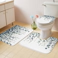 thumbnail image 4 of Summer Leaf Bathroom Rugs Set Blue Plant Eucalyptus Leaf Watercolor Non Slip Absorbent Soft Bath Mats 3 Piece Set with Bathroom Rug, U-Shaped Floor Mat, Toilet Seat Cover Small Size, 4 of 9