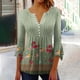 thumbnail image 2 of Camisas Awdenio para mujer, blusa informal de moda juvenil, cuello en V, camisa de tres cuartos, tops estampados de otoño, sudaderas, ofertas, 2 of 5