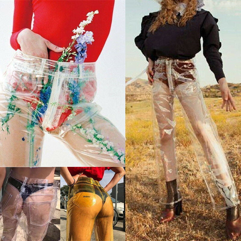 high waisted pvc trousers