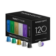Rosso Caffe Espresso Pods, Light to Dark Roast, Variety pack, 120 Ct, Compatible with Nespresso