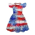 thumbnail image 3 of Jinhomg Toddler Girls Holiday Dresses Cute Star Striped Print Midi Dress Casual Ruffle Flutter Sleeve Party Dresses Patriotic 4Th Of July American Flag Outfits Red 120, 3 of 5
