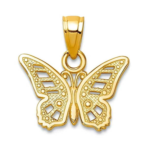 10k Yellow Gold Polished Butterfly Angel Wings Charm 12x13mm Wide Pendant Necklace for Women