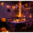 thumbnail image 6 of Stretchy Halloween Spider Silk, 20G Fake SPIDER Silk with 2 Pcs Plastic SPIDER, Spooky Stretch SPIDER Webbing for Indoor & Outdoor Halloween Party Decorations,Purple, 6 of 6