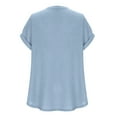 thumbnail image 7 of Kovlvoll Womens Tops V Neck Short Sleeve Shirts Summer Solid Color Casual Comfy Top with Pockets, 7 of 7