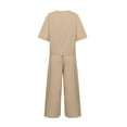 thumbnail image 5 of XFHLMJFF Two Pieces Pantsuit Set For Women Casual Flowy Comfy Linen Cotton Short Sleeve Shirt Wide Leg Tracksuit Stylish Trousers Outfits, 5 of 5