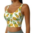 thumbnail image 2 of Goofa Pineapple Printed Sports Bras for Women, High Impact Running Bra Workout Crop Tank Tops Longline Sports Bra Push up-Large, 2 of 9