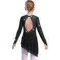 thumbnail image 3 of YiZYiF Girls Shiny Figure Skating Dress Mesh Long Sleeve Irregular Hem Ballet Lyrical Dance Costume Black 10, 3 of 6
