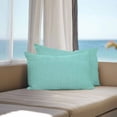 thumbnail image 3 of Turquoise Lumbar Pillow Covers 20x12 Inch Set of 2, Farmhouse Burlap Solid Teal Color Modern Linen Texture Waterproof Outdoor Pillow Covers, Decorative Cushion Pillowcases for Couch, Sofa, Bed, Patio, 3 of 9
