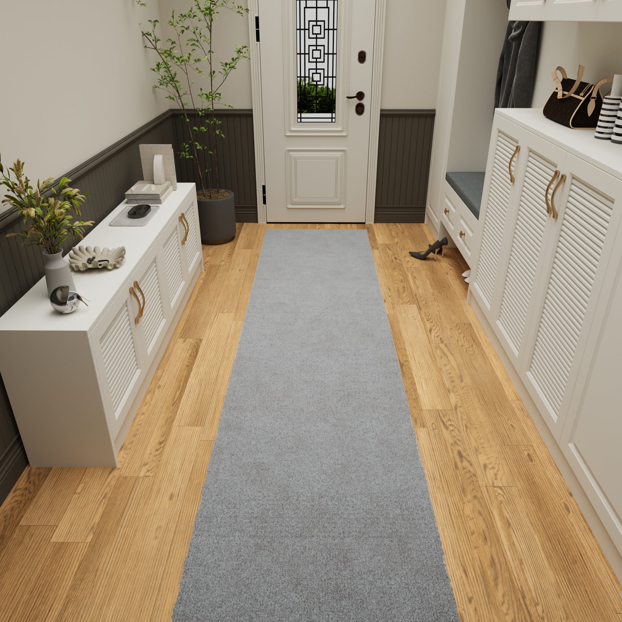Ottomanson Plush Hallway Runner Rug 2'7" x 13' – Soft Non-Slip Indoor Runner, Gray