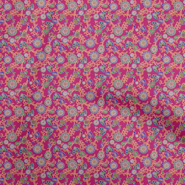 oneOone Rayonne Magenta Tissu Kalamkari Matière de Robe Tissu Imprimé Tissu au Mètre 56 Pouces de Large